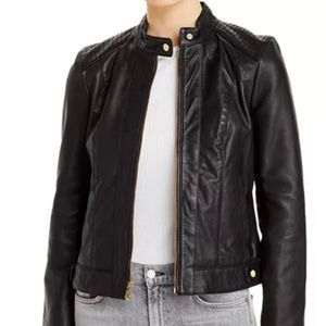 Cole Haan Leather Zip Jacket